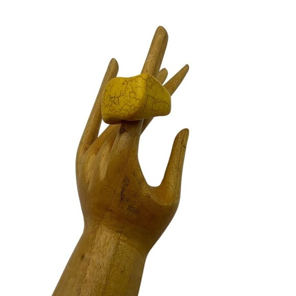 Vintage Chunky Handmade Mustard Yellow Ceramic Ring Plus Size 9-9.5 - Picture 2 of 6
